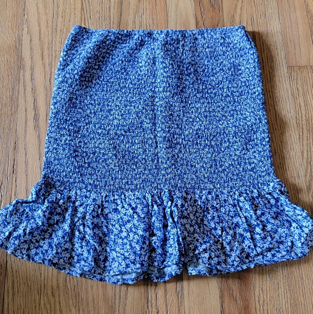 NWT Smocked Floral Blue Women's Skirt, Size M
